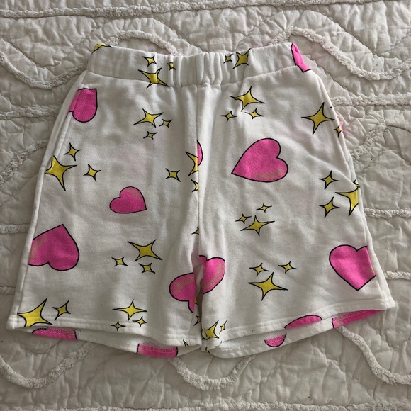 NWOT Emoji Sparkle Heart Sweat Shorts - Picture 1 of 3